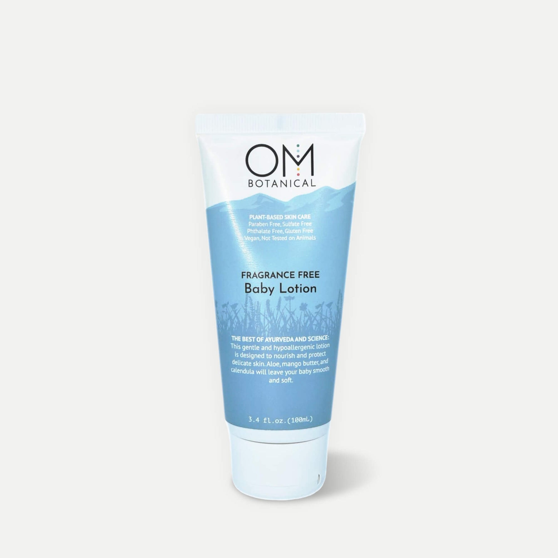 Fragrance Free Baby Lotion - carbon neutral tube photo | OM Botanical