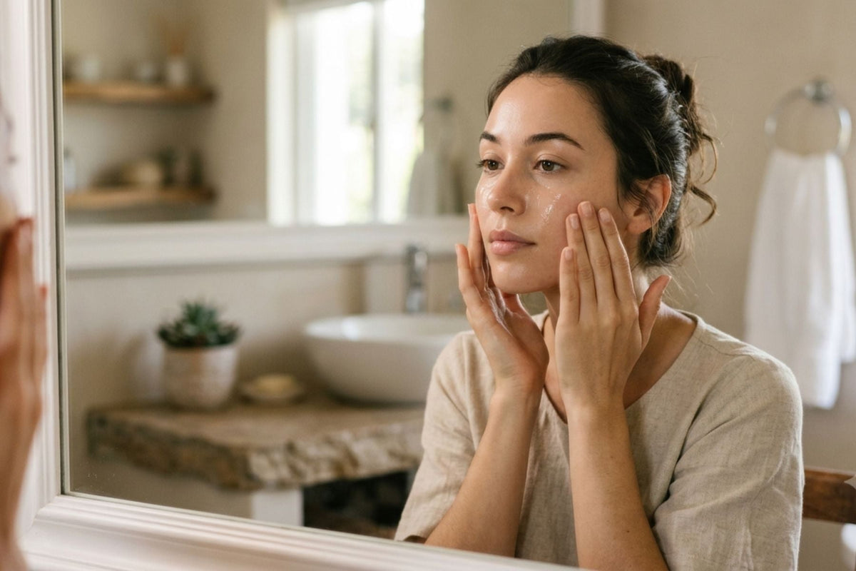 Woman applying serum