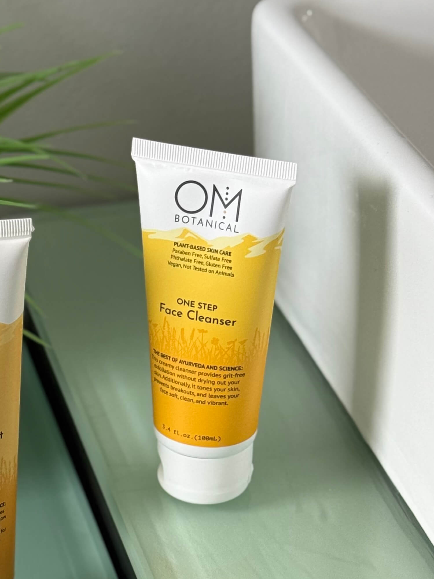 One Step Face Cleanser - lifestyle on sink counter | OM Botanical